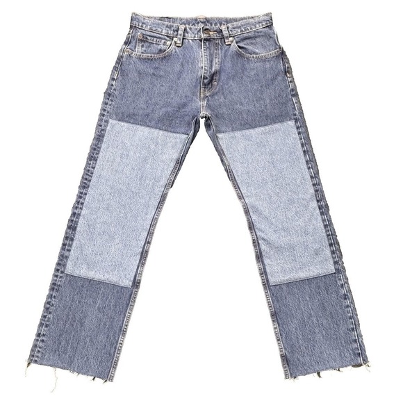 Levi's Other - Levis 551 Jeans Mens 31x29 Blue Relaxed Fit Patchwork Raw Hem Straight Leg Denim